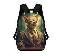 sinyumoney Chihuahua Dog in Suit Mochila Escolar Para Niñas Y Niños, Mochilas De Gran Capacidad, Mochilas Ligeras Para Niños Y Estudiantes 17inch