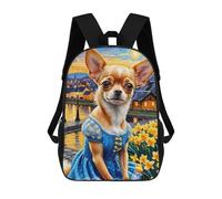 sinyumoney Chihuahua in Blue Dress Mochila Escolar, Bolso De Negocios, Bolso Para Portátil Resistente: Perfecto Para Viajes, Trabajo Y Uso Diario 17inch