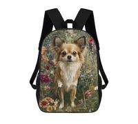 sinyumoney Chihuahua in Flower Garden Mochila Escolar De Moda, Mochila Para Material Escolar, Mochila Impermeable Informal Para Acampar, Aventuras Al Aire Libre Y Viajes Diarios 17inch