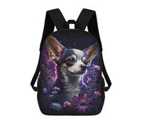 sinyumoney Chihuahua in Space Flowers Mochilas Escolares Ligeras Para Aeropuerto, Estudiantes Universitarios, Mochila Para Acampar, Aventuras Al Aire Libre Y Viajes Diarios 17inch
