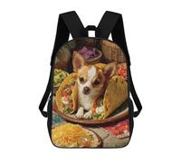 sinyumoney Chihuahua in Tacos Still Life Mochila, Mochila Escolar Impresa En 3D, Bolsa Para El Almuerzo Escolar, Mochila De Viaje, Mochila Para Amigos, Mochila Escolar Para Niñas Y Niños 17inch