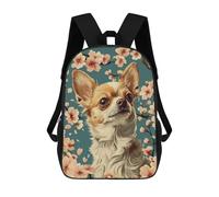 sinyumoney Chihuahua with Cherry Blossoms Floral Dog Print Mochila Escolar Infantil Impresa En 3D Para Niños, Mochilas De Viaje De Alta Capacidad, Bolsas Para Libros, Mochila Escolar Infantil 17inch