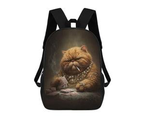 sinyumoney Chill Cat Playing Poker Mochila Escolar Grande Para Niños, Niñas, Adolescentes, Hombres Y Mujeres 17inch