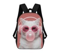 sinyumoney Chill Cat with Bubble Gum Mochila Escolar Grande Resistente Al Agua Para Portátil Para Niñas Y Adolescentes 17inch