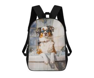 sinyumoney Chill Dog in Bathtub with Sunglasses Mochilas Infantiles Impresas En 3D De 17 Pulgadas. Mochila Escolar Informal Impresa En 3D Para Niños De Primaria Y Secundaria.