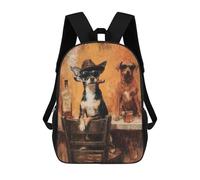 sinyumoney Chill Dogs with Cigars Painting Mochila Escolar De 17 Pulgadas Impresa En 3D Mochilas Infantiles Mochila Genial Impresa En 3D Para Niños De Primaria Y Secundaria