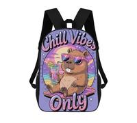 sinyumoney Chill Only Beaver Cartoon Mochila Escolar Para Niñas Y Niños, Mochilas De Gran Capacidad, Mochilas Ligeras Para Niños Y Estudiantes 17inch