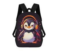 sinyumoney Chill Penguin Headphones Mochila Escolar Infantil Impresa En 3D 17inch Mochilas Escolares Para Niños, Estilo Casual Y Moderno, Mochilas De Viaje De Alta Capacidad