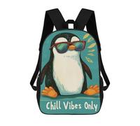 sinyumoney Chill Penguin with Sunglasses Illustration Mochila Escolar Infantil Impresa En 3D Para Niños, Mochila De Viaje De Alta Capacidad, Mochilas Para Libros De 17 Pulgadas Para Niños