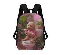sinyumoney Chill Poodle on Toilet with Phone Mochila Escolar Ligera Para Aeropuerto, Estudiantes Universitarios, Mochila Para Niños/niñas/adolescentes 17inch