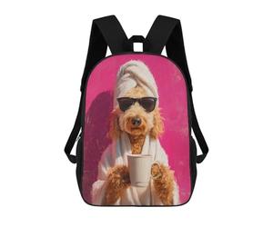 sinyumoney Chill Pup with Coffee Mug -1 Mochila Escolar Ligera Para Aeropuerto Y Universidad Para Niñas Y Adolescentes 17inch