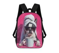 sinyumoney Chill Pup with Coffee Mug Mochila Escolar Ligera Para Aeropuerto, Estudiantes Universitarios, Mochila Para Niños/niñas/adolescentes 17inch