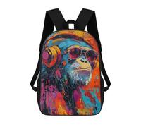 sinyumoney Chimp with Headphones Art Print Mochila Escolar Infantil Impresa En 3D 17inch Mochilas De Moda Para Niños De Primaria Y Secundaria