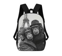 sinyumoney Chimpanzee Couple Paris Mochila Escolar Mochilas Escolares Para Niñas Y Niños Mochila Con Bolsillo Mochila Escolar De Moda Mochila Infantil 17inch