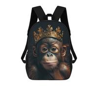 sinyumoney Chimpanzee Cute King Mochila Escolar Infantil Estampada Para Adultos Y Niños, Mochila De Viaje Para El Día A Día 17inch
