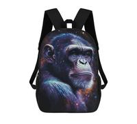 sinyumoney Chimpanzee Galaxy Portrait-3 Mochila Escolar Impresa En 3D 17inch Mochilas De Moda Para Niños, Mochilas Escolares Para Niños De Primaria Y Secundaria