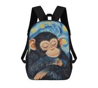 sinyumoney Chimpanzee in Starry Night Mochila Escolar Para Niñas Mochila Impermeable Mochila Informal De Día Mochila Ligera Para Niño Y Niña Mochila Escolar 17inch