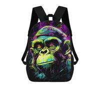 sinyumoney Chimpanzee Neon Graffiti Mochila Escolar Infantil Impresa En 3D Para Niños, Mochila De Viaje De Alta Capacidad, Bolsas Para Libros, Mochila Escolar Infantil 17inch
