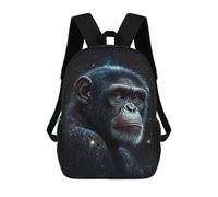 sinyumoney Chimpanzee Portrait Artwork-1 Mochila Escolar Infantil Impresa En 3D Para Niños, Mochila De Viaje De Alta Capacidad, Mochilas Para Libros De 17 Pulgadas Para Niños