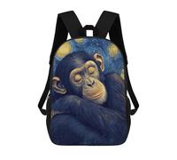 sinyumoney Chimpanzee Starry Night Mochila Escolar Infantil Impresa En 3D 17inch Mochilas Escolares Para Niños, Estilo Casual Y Moderno, Mochilas De Viaje De Alta Capacidad