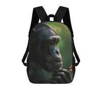 sinyumoney Chimpanzee with Butterfly Mochilas Para Niños Mochila Escolar Mochila Escolar Impresa En 3D Para Niños Estudiantes De Primaria Y Secundaria 17inch
