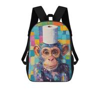 sinyumoney Chimpanzee with Toilet Paper Hat Mochilas Mochilas Infantiles Mochila Escolar Mochila Escolar Infantil Impresa En 3D Mochilas De Viaje De Moda Para Niños De Primaria Y Secundaria 17inch