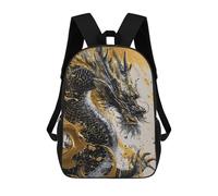 sinyumoney Chinese Dragon Gold Ink Mochila Escolar Resistente Al Agua, Mochila De Viaje, Bolsa Para Computadora Para La Escuela/trabajo/viajes 17inch