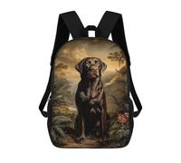 sinyumoney Chocolate Labrador in Tropical Landscape Mochila Escolar, De Viaje, Universitaria, Para El Campus, Para Actividades Al Aire Libre Y Deportes 17inch