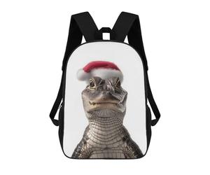 sinyumoney Christmas Alligator with Santa Hat Mochila Escolar Grande, Ligera E Informal: Perfecta Para Viajes, Trabajo Y Uso Diario 17inch