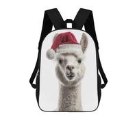 sinyumoney Christmas Alpaca with Santa Hat Mochilas Infantiles Impresas En 3D, Mochilas De Moda Informales, Mochilas De Viaje Bonitas, Mochilas Informales Para Exteriores Para Niños Y Niñas 17inch