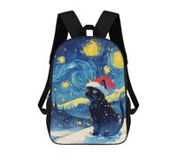 sinyumoney Christmas Black Cat Santa Hat Mochila Infantil De Moda Divertida Mochila Escolar Para Niños Y Adolescentes Con Impresión 3D Para Niños 17inch