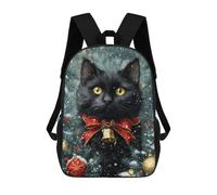 sinyumoney Christmas Black Cat with Bell Mochilas Escolares Mochila Escolar Ligera Mochila De Día Mochila Escolar Para La Universidad Para Niños/Niñas/Adolescentes 17inch