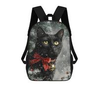 sinyumoney Christmas Black Cat with Bow Mochila Escolar Infantil De 17 Pulgadas Con Estampado 3D, Mochila Moderna Para Niños, Mochilas De Viaje, Bolsas Para Libros, Mochila Escolar Infantil