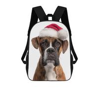 sinyumoney Christmas Boxer Dog with Santa Hat Mochila Infantil, Mochila Escolar Impresa En 3D, Mochila Para Niños Y Niñas, Mochila Escolar Ajustable Para La Escuela Primaria 17inch