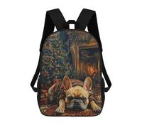 sinyumoney Christmas Bulldog by Fireplace Painting Holiday Dog Wall Art Mochila Ligera Para Aeropuerto, Estudiantes Universitarios, Niñas, Niños Y Adolescentes 17inch