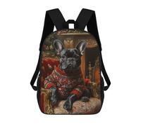 sinyumoney Christmas Bulldog in Sweater by Fireplace French Bulldog in Sweater Mochila Escolar Para Niños Y Niñas, Mochila Informal De Viaje, Mochila De Gran Capacidad Para El Día A Día 17inch