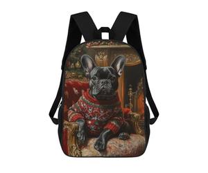 sinyumoney Christmas Bulldog in Sweater by Fireplace French Bulldog in Sweater Mochila Escolar Para Niños Y Niñas, Mochila Informal De Viaje, Mochila De Gran Capacidad Para El Día A Día 17inch