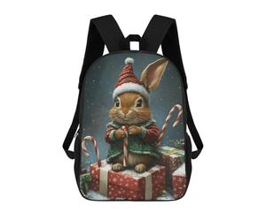 sinyumoney Christmas Bunny with Presents Mochila Escolar Ligera Mochila Escolar De Día Mochila Para Libros Para La Universidad Para Acampar Aventuras Al Aire Libre Y Viajes Diarios 17inch
