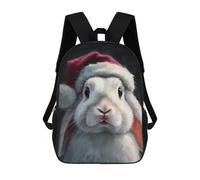 sinyumoney Christmas Bunny with Santa Hat Mochila Escolar Informal Para El Día A Día, Para La Escuela, El Trabajo Y Los Viajes Para Hombres, Mujeres Y Adolescentes. 17inch