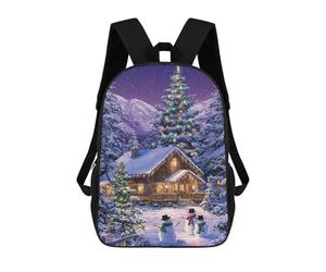 sinyumoney Christmas Cabin in Snowy Forest Mochila Escolar Resistente Al Agua, Mochila De Viaje, Bolsa Para Computadora Para Hombres, Mujeres Y Adolescentes 17inch