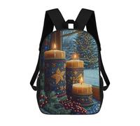 sinyumoney Christmas Candles by Window Mochila Escolar Infantil Impresa En 3D Para Niños, Mochilas De Viaje, Bolsas Para Libros Para Niños Estudiantes De Primaria 17inch