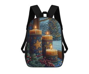 sinyumoney Christmas Candles by Window Mochila Escolar Infantil Impresa En 3D Para Niños, Mochilas De Viaje, Bolsas Para Libros Para Niños Estudiantes De Primaria 17inch