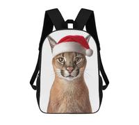 sinyumoney Christmas Caracal Cat with Santa Hat Mochila Escolar Infantil De Moda Informal Mochilas Infantiles Impresas En 3D Mochila Grande Para Niño 17inch