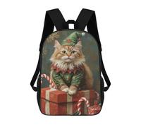 sinyumoney Christmas Cat Elf Gifts-1 Mochila Escolar De Moda, Mochila Para Material Escolar, Mochila Impermeable Informal Para Hombres/mujeres 17inch