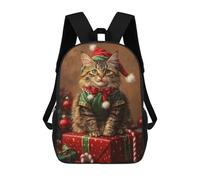 sinyumoney Christmas Cat Portrait Mochila Escolar Para Institutos De Secundaria Mochila Informal - Perfecta Para Viajes, Trabajo Y Uso Diario 17inch