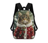 sinyumoney Christmas Cat Santa Costume-1 Mochila Escolar Infantil De 17 Pulgadas Con Estampado 3D, Mochila Moderna Para Niños, Mochilas De Viaje, Bolsas Para Libros, Mochila Escolar Infantil