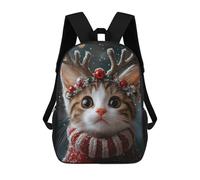 sinyumoney Christmas Cat with Reindeer Antlers Mochila Escolar Infantil Impresa En 3D Para Niños, Mochilas De Viaje, Bolsas Para Libros, Mochila Escolar Infantil 17inch
