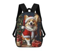 sinyumoney Christmas Corgi Santa Claus Mochilas Impresas En 3D Para Niños 17inch Mochilas De Moda Informales Para El Día A Día, Bolsas De Viaje, Mochilas Informales Para Exteriores Para Niños Y Niñas