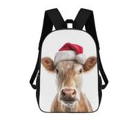 sinyumoney Christmas Cow Wearing A Santa Hat Mochilas Impresas En 3D Para Niños, Mochila Escolar, Mochila Informal Para Exteriores, Mochila Informal De Moda Para Niños, Lindas Bolsas De Viaje 17inch