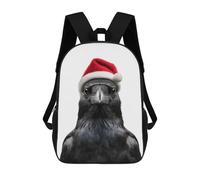 sinyumoney Christmas Crow Wearing Santa Hat Mochila Infantil Para Niñas Y Niños, Mochila De Día, Escuela Primaria, Perfecta Para La Vuelta Al Cole O Educación Física, Regalos Y Viajes 17inch